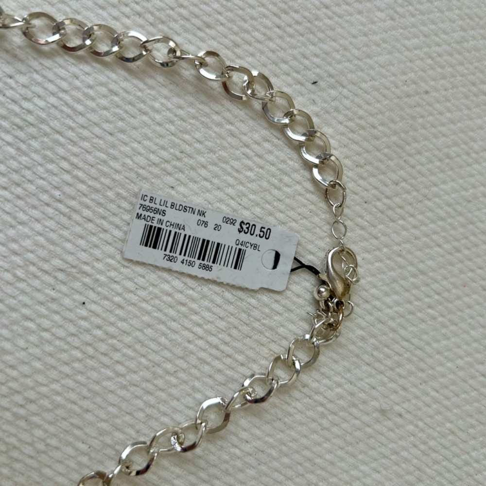 Faux Stone Neckace Cream Blue Green Silver Collar Lobster Clasp Style & Co NWT - Picture 9 of 10